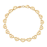 High Polish Heart Pretzel Bracelet in Yellow Gold
