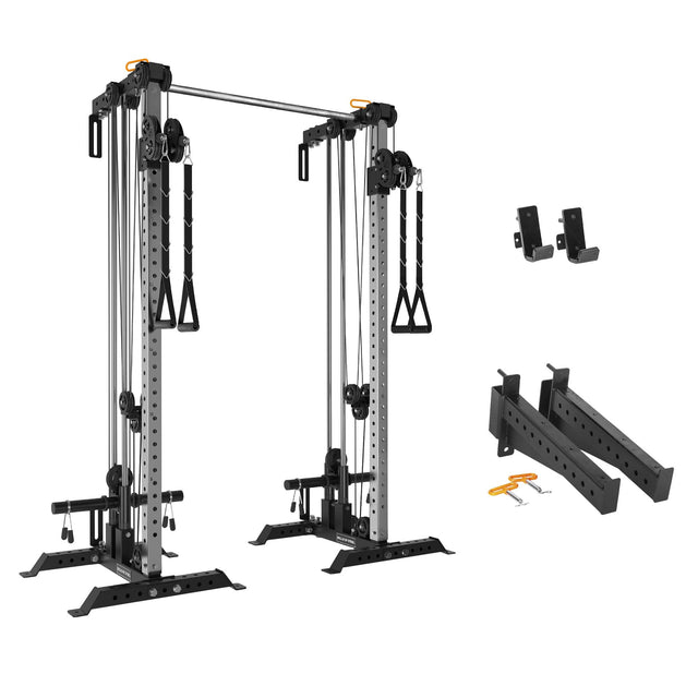 Bells of Steel Cable Tower Squat Stands with J-Cups and Spotter Arms V2