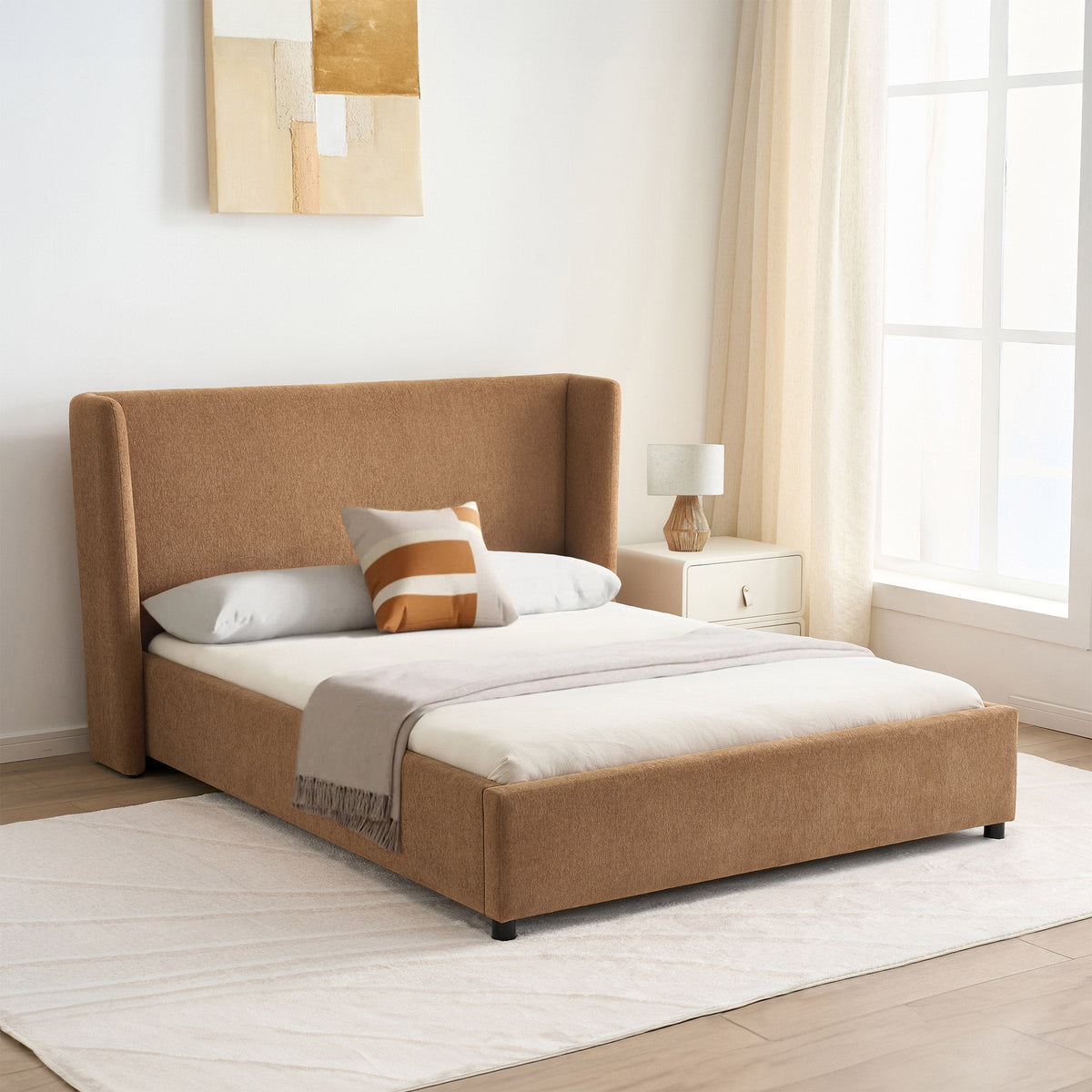 Caroline Upholstered Platform Double Bed