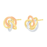 High Polish Love Knot Earrings in Tri-colour Gold