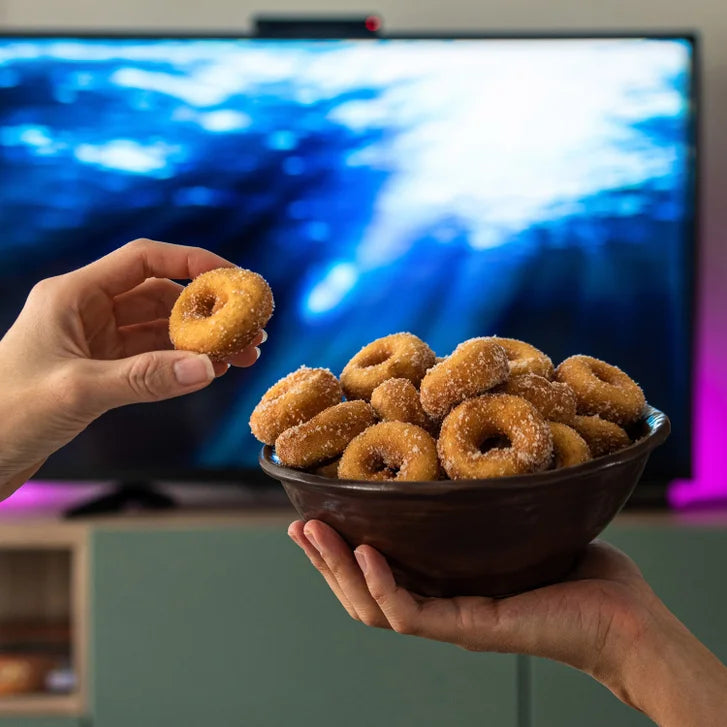 Pudgyboy's Heat & Toss Mini Donuts with Powdered Sugar, 4-pack