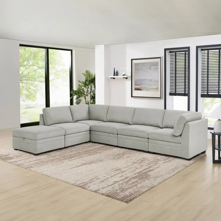 Thomasville Tisdale 6-piece Fabric Sectional with Storage Ottoman