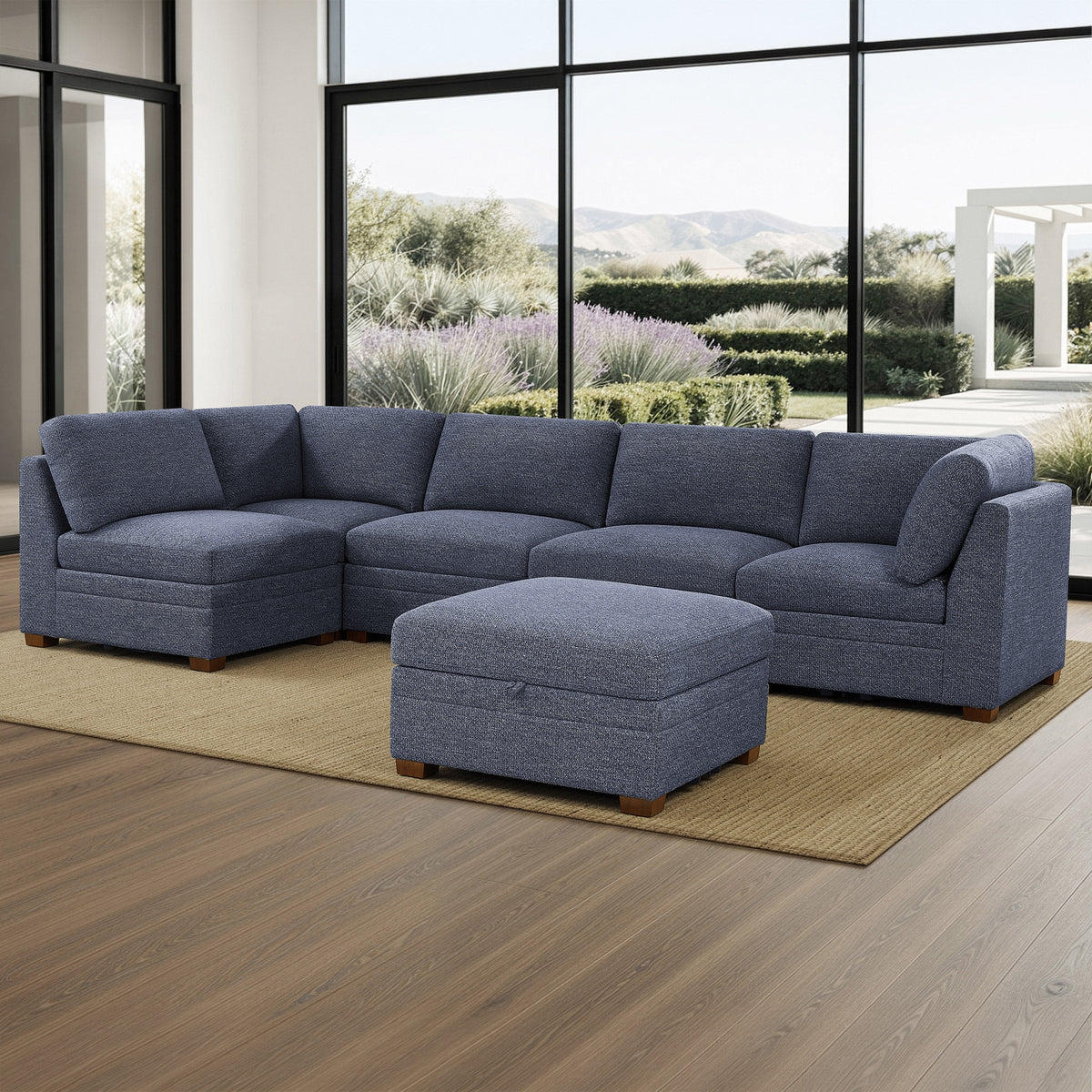 Thomasville Tisdale 6-piece Fabric Sectional with Storage Ottoman