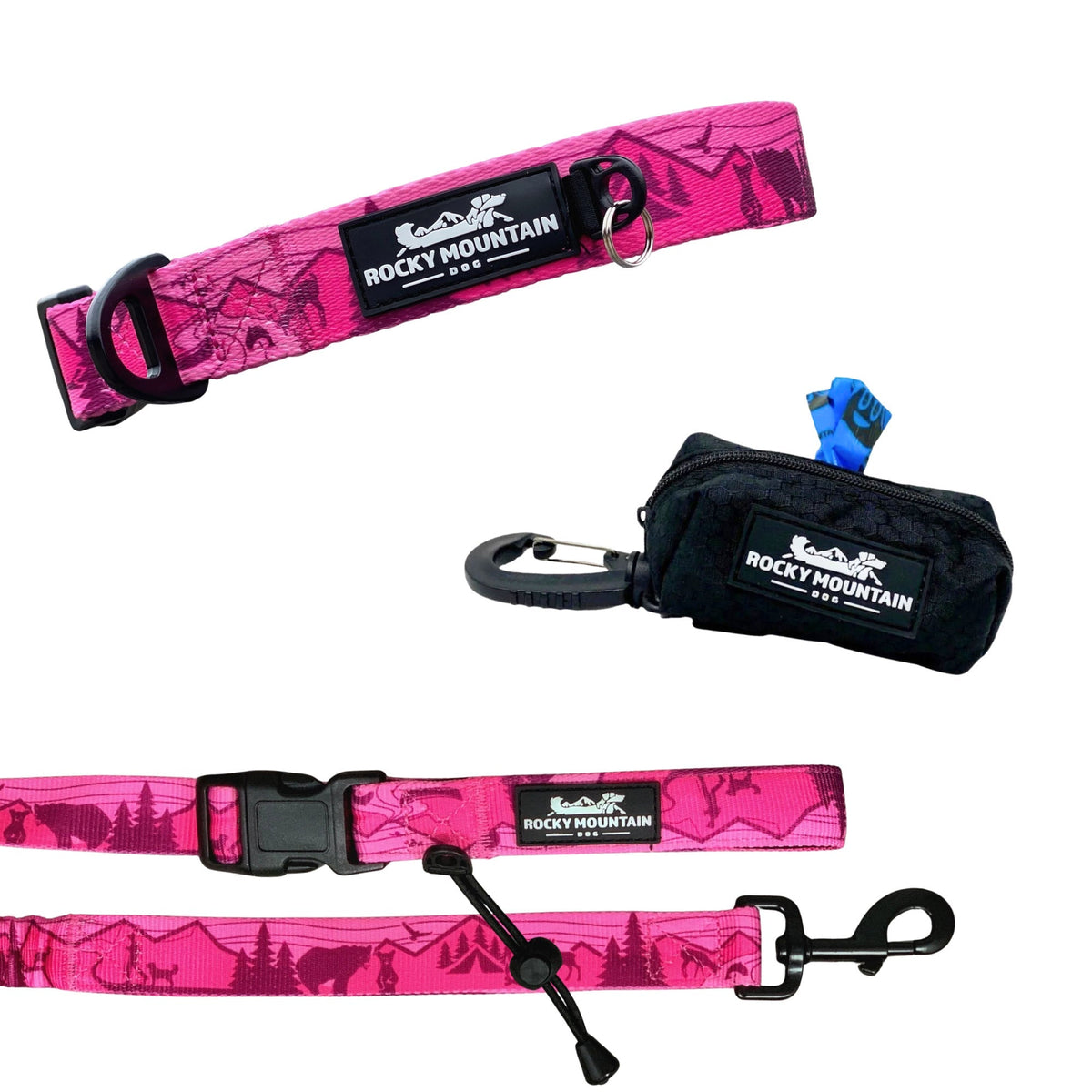 Rocky Mountain Dog Collar, Leash and Poo Bag Dispenser Bundle