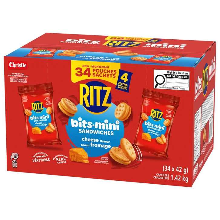 Ritz Bits Mini Sandwiches, Cheese Flavoured Crackers, 34 × 42 g