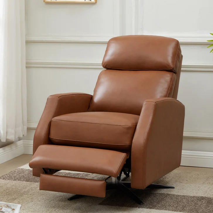 Top-grain Leather Swivel Pushback Recliner