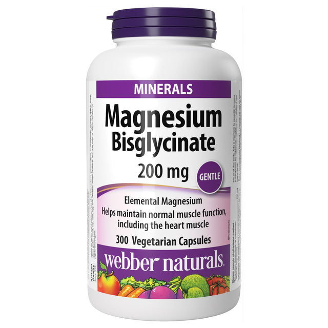 webber naturals Magnesium Bisglycinate 200 mg - 300 Capsules N6