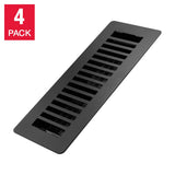 Manor House Textured Black, Low Profile Slotted Design Floor Registers, 4-pack