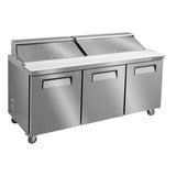 Midea Commercial 72 in. 20 cu ft. Stainless Steel Solid door Sandwich and Salad Prep Table