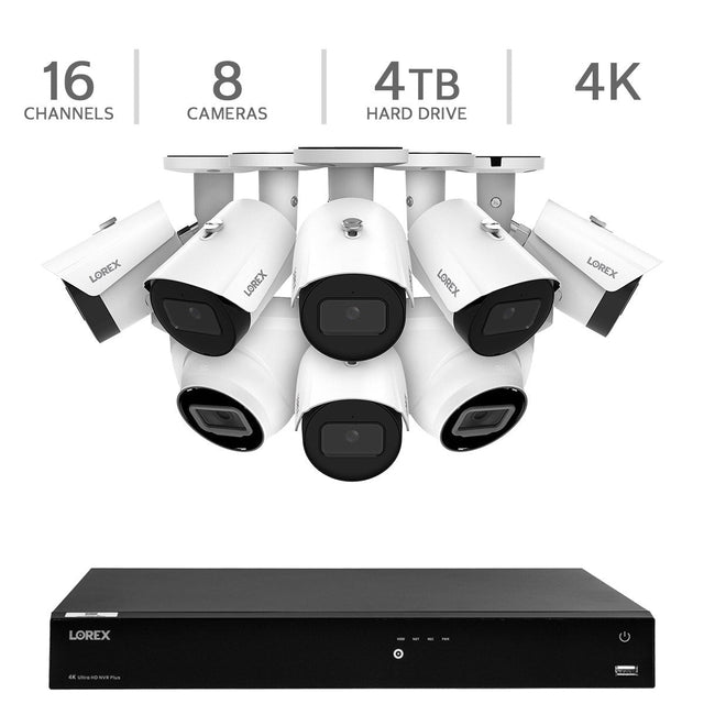 Lorex 4K 16-Channel 4TB NVR System with 6 Bullet Cameras and 2 Dome Cameras Y6