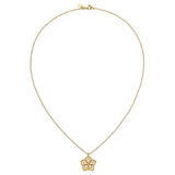 High Polish and Textured Floral Pendant in Yellow Gold