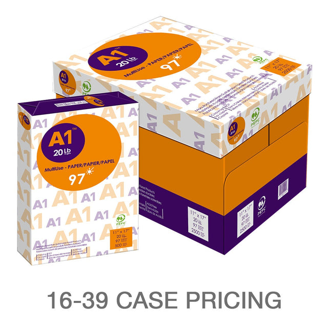 A1 - Premium Printer Paper; Ledger, 11 in x 17 in., 97 Bright, 20 lb., Case Pricing Order of 16 to 39 G0