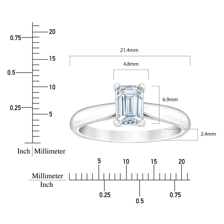 1.02 ct Emerald Cut, Clarity VVS2, Colour I, Diamond Solitaire Ring