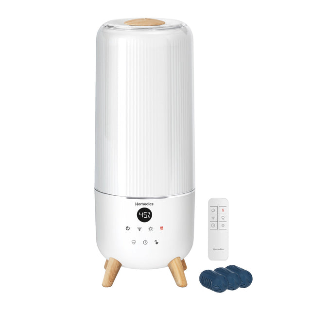 Homedics 360° Deluxe Warm & Cool Mist Top Fill Ultrasonic Humidifier with 3-pack of Essential Oil Pads U4