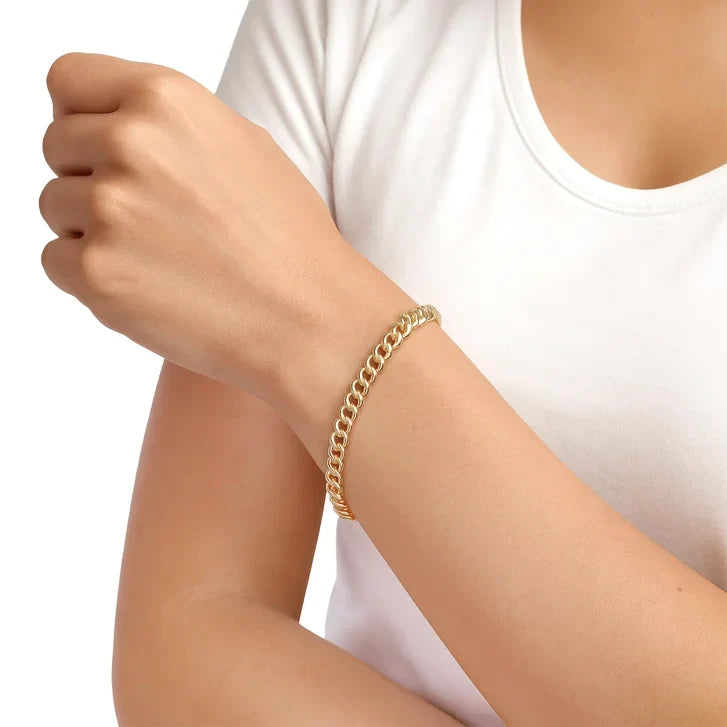 Hollow Miami Cuban Bracelet in Yellow Gold
