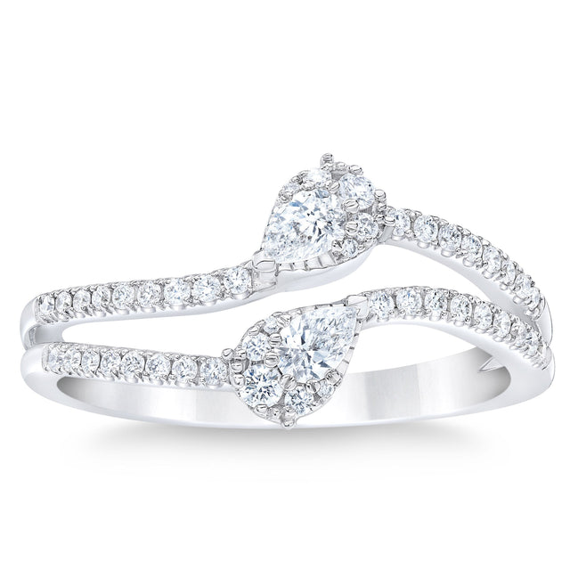 Pear Cut and Round Brilliant Diamond Ring (0.40 ctw) K3
