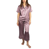 BCBGMAXAZRIA Women's Satin Jacquard Notch Collar Pajama Set