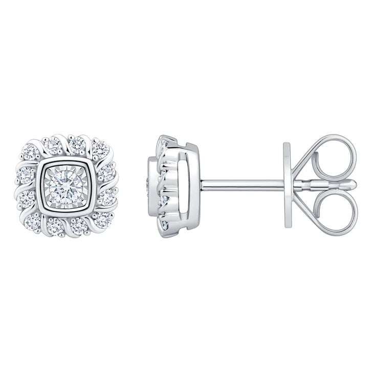Round Brilliant Diamond Halo Earrings (0.22 ctw)