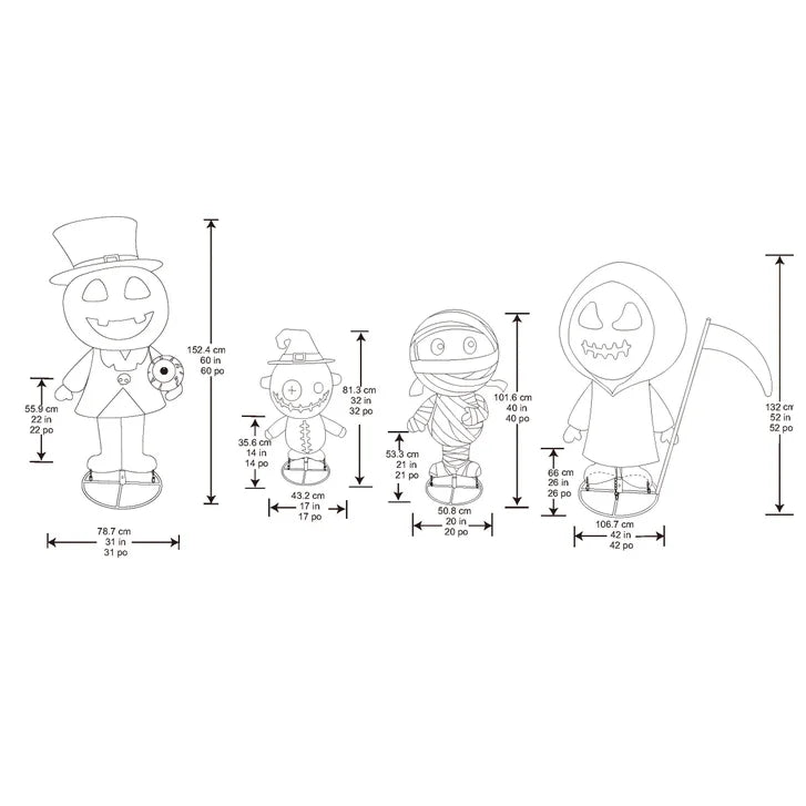 Halloween Friends 4-piece Illuminated Pop-up Characters