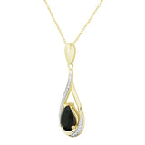 Pear Cut Onyx and Diamond Pendant (0.005 ctw)