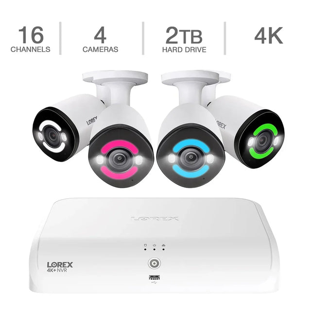 Lorex 4K Ultra HD 16-Channel 2TB Wired NVR System with 4 IP Cameras R5