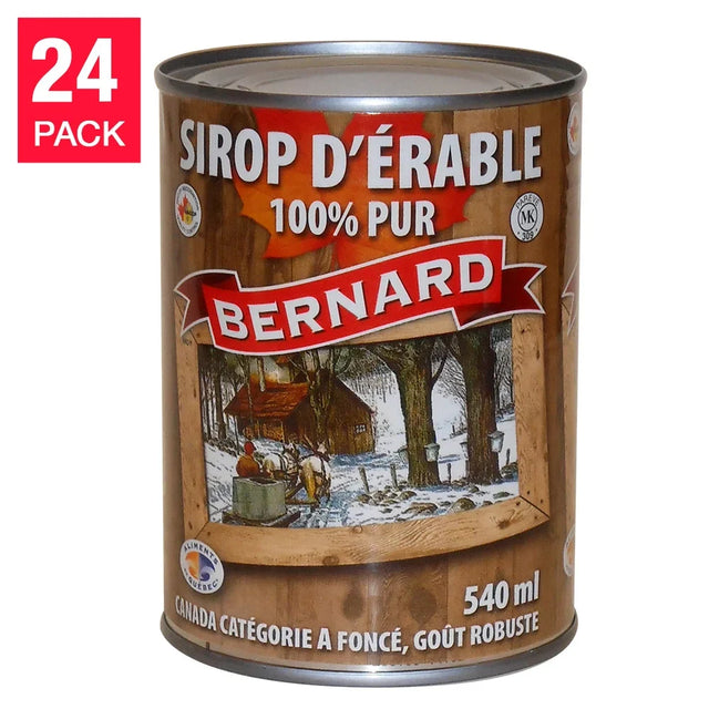 BERNARD Canada Grade A Dark, Robust Taste Maple Syrup, 24 x 540 mL V3