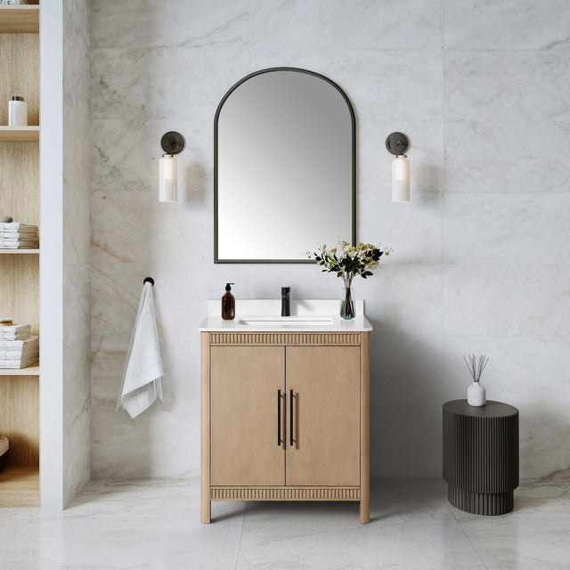 OVE Decors Kiara Vanity in Sahara Birch Finish with Quartz Countertop Z8