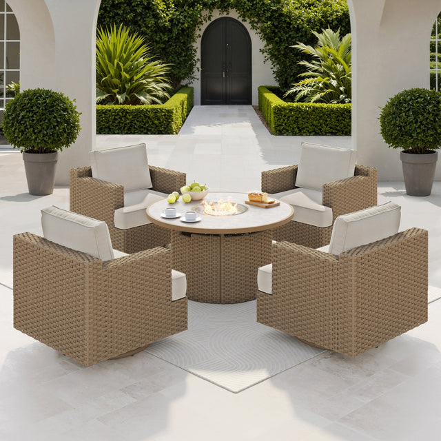 Niko Heritage 5-piece Patio Conversation Set with Fire Table T3