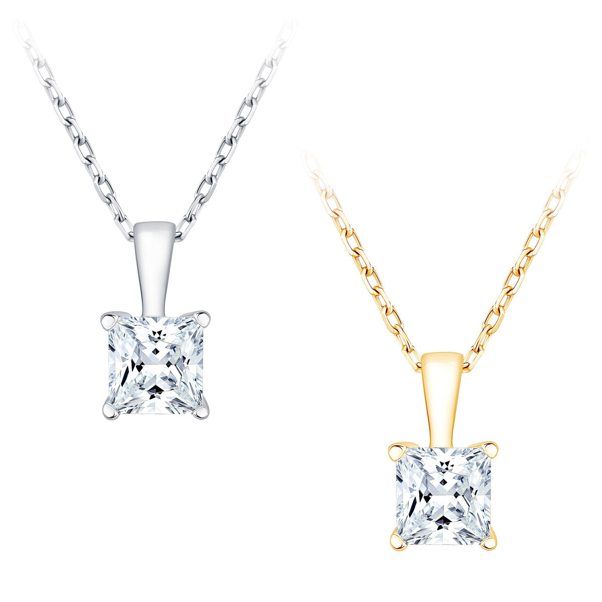 Princess Cut Diamond Solitaire Pendant (0.90 ct)
