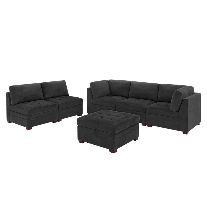 Thomasville Tisdale Tufted 6-piece Fabric Sectional with Storage Ottoman