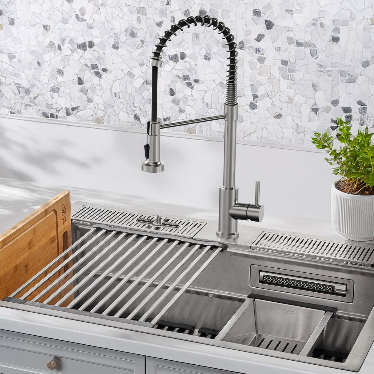 FORNO ACQUA D-WP31 33 in. Stainless Steel Kitchen Sink Workstation
