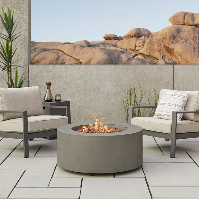 Real Flame Aegean Steel 36 in. Round Fireplace Z2