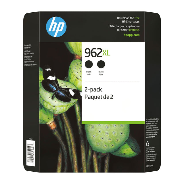 HP 962XL High Yield Black Original Ink Cartridge (3JB35BN) Twin-pack P6
