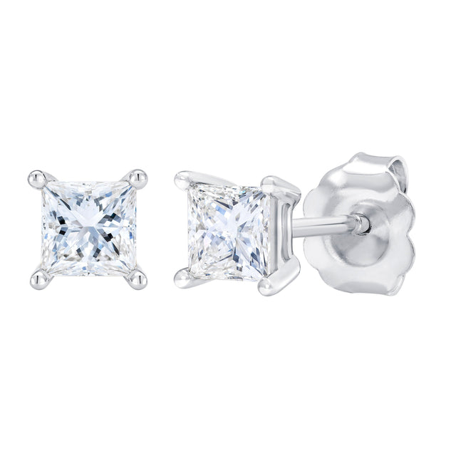 Princess Cut Diamond Stud Earrings (0.70 ctw) X1