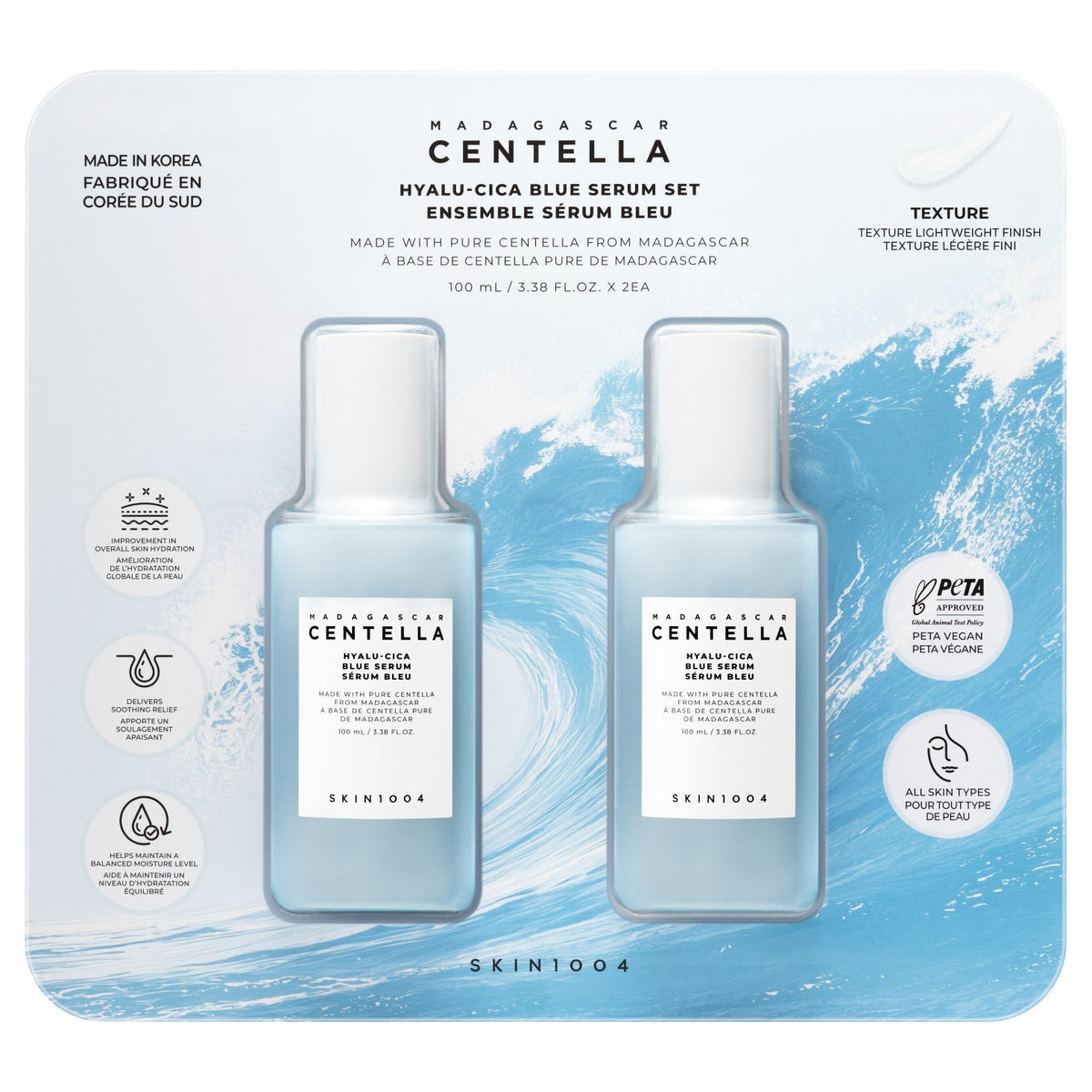 Skin1004 Madagascar Centella Hyalu-Cica Blue Serum Set, 2 x 100 mL
