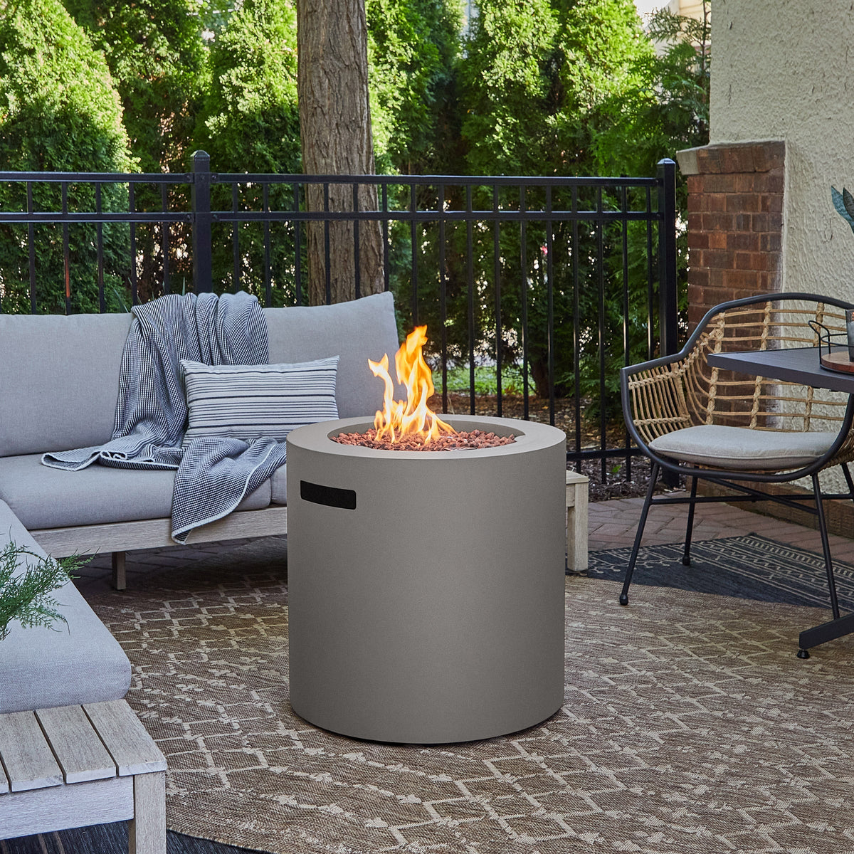Real Flame Aegean Steel 24 in. Round Patio Fire Table