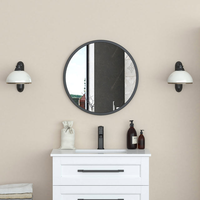 Appollo Stanley Modern Round Metal Framed Mirror E3