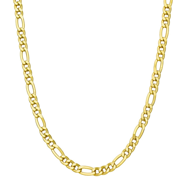 Diamond Cut Figaro Pave Necklace in Yellow Gold C6