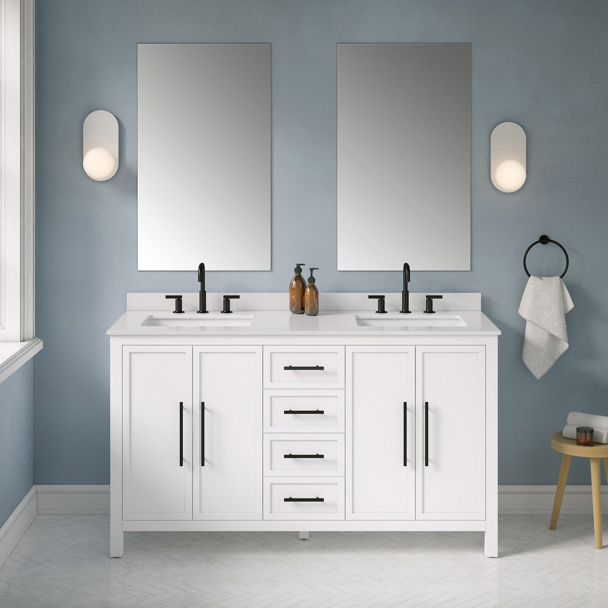 OVE Decors Eliot 60 in. Vanity with Quartz Countertop