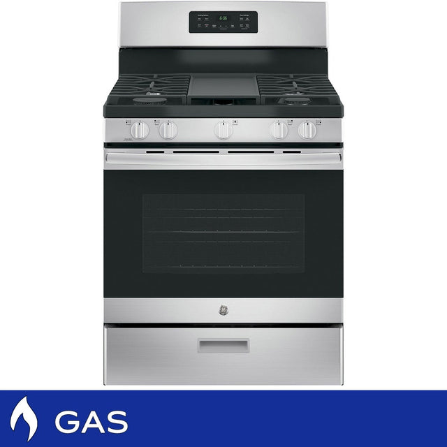 GE Stainless Steel 30 in. Freestanding Steam Clean Natural Gas Range J9