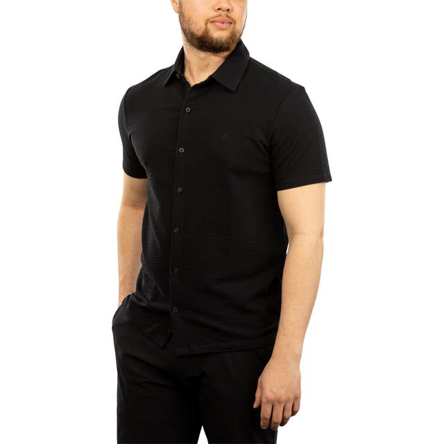 Calvin Klein Men's Seersucker Button-down Short Sleeve Shirt B6