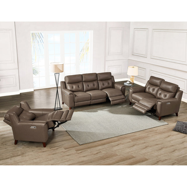 Prospera Home Malibu Modern Top grain Leather Power Reclining 3-piece Living Room Set with Power Headrest K5