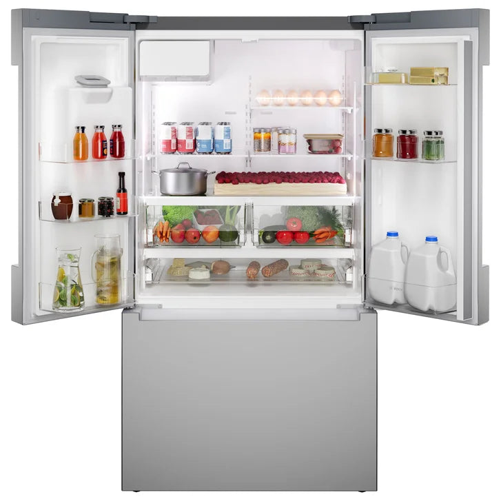 Bosch 100 Series 36 in. 21.6 cu ft. Stainless Steel Counter Depth French Door Refrigerator with QuickIce Pro System