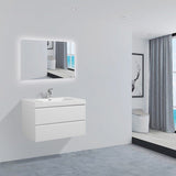 SERA CAPRI Glossy White Wall-Hung Vanity with Glossy White Polymarble Countertop