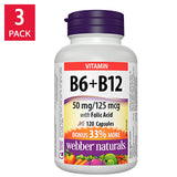 webber naturals B6, B12 with Folic Acid -- 3 x 120 Capsules