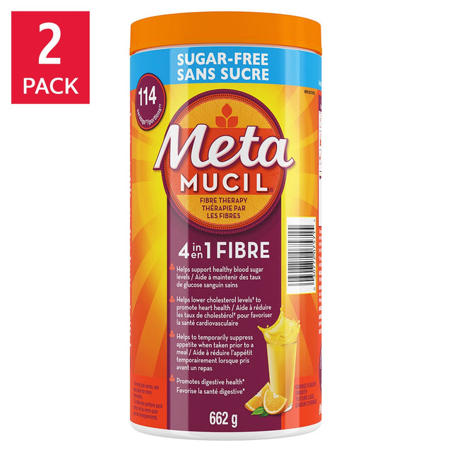 Metamucil 4 in 1 MultiHealth Fibre Supplement Powder Sugar-Free, Orange, 2 x 114 doses N1