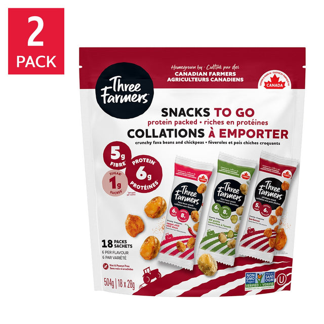 Three Farmers Chickpeas & Fava Beans Snack Packs, 36 × 28 g M8