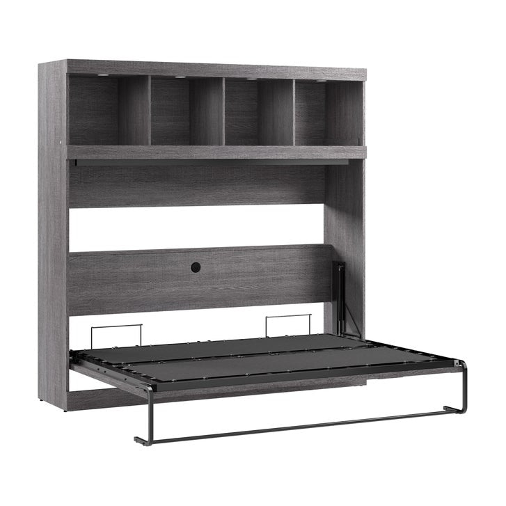 Bestar Oasis Premium Horizontal Double Wall Bed with Overhead Storage