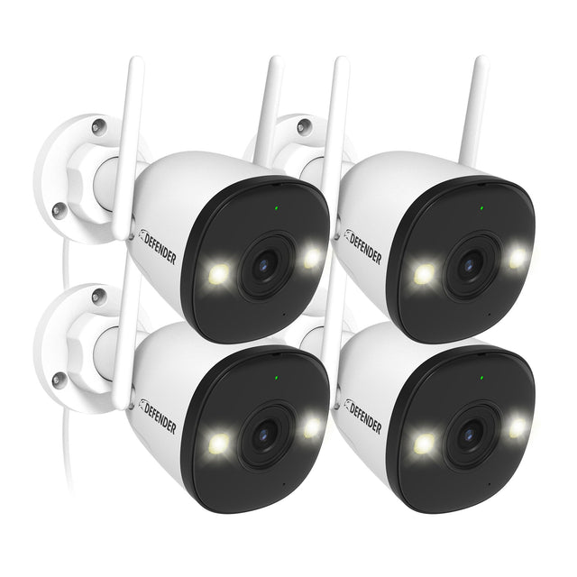 Defender AI POWERED 4K Guard Pro Wi-Fi Plug-in Power Security Cameras, 4-pack K8
