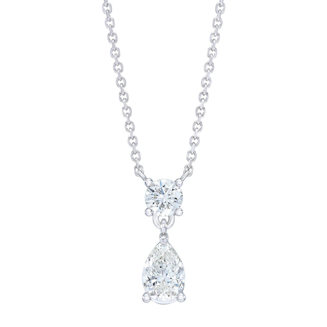 Pear Cut and Round Brilliant Diamond Necklace (1.00 ctw) Z2